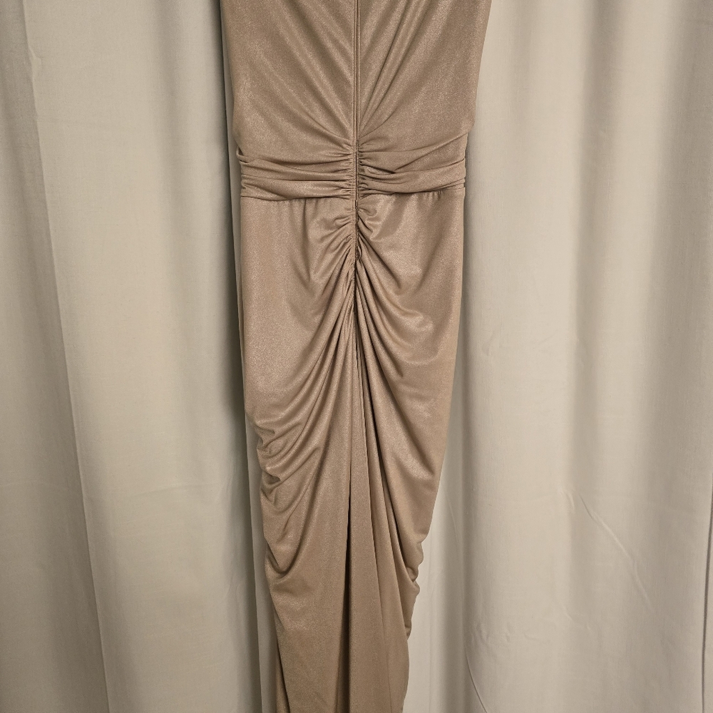 Tadashi Shoji - Champagne Gold Maxi Dress Small - Picture 7 of 14